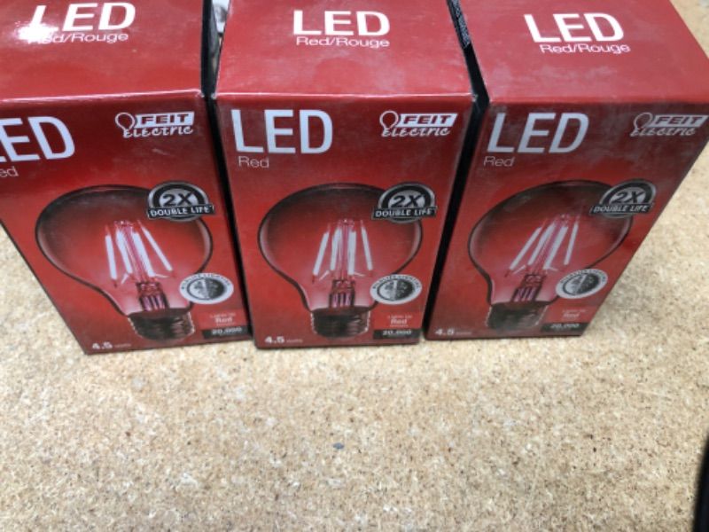 Photo 2 of 3ct 3765088 3.6 Watt a-Line A19 Filament LED Bulb Red
