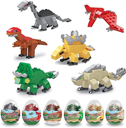 Photo 1 of 6 Pack Surprise Easter Eggs Mini Dinosaur Building Block Dinosaur Toy, Jurassic Mini Animals Building Blocks Sets,Dinosaur Party Favors& Supplies,Birthday Gift for Boys Girls
