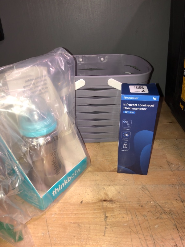 Photo 1 of ***BABY BUNDLE***  NON REFUNDABLE

Thinkbaby Baby Bottle of Ultra Polished Stainless Steel, Blue 
+
Femometer Forehead Thermometer for Adults Kids, Non Contact Infrared Thermometer, Digital Baby Childrens Thermometers Body Temperature Thermometer 
+ Plast