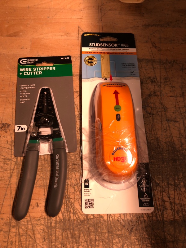 Photo 3 of ***BUNDDLE***  TOOLS
Commercial Electric 7 in. Wire Stripper and Cutter 
Zircon StudSensor HD35 Stud Finder

NON-REFUNDABLE