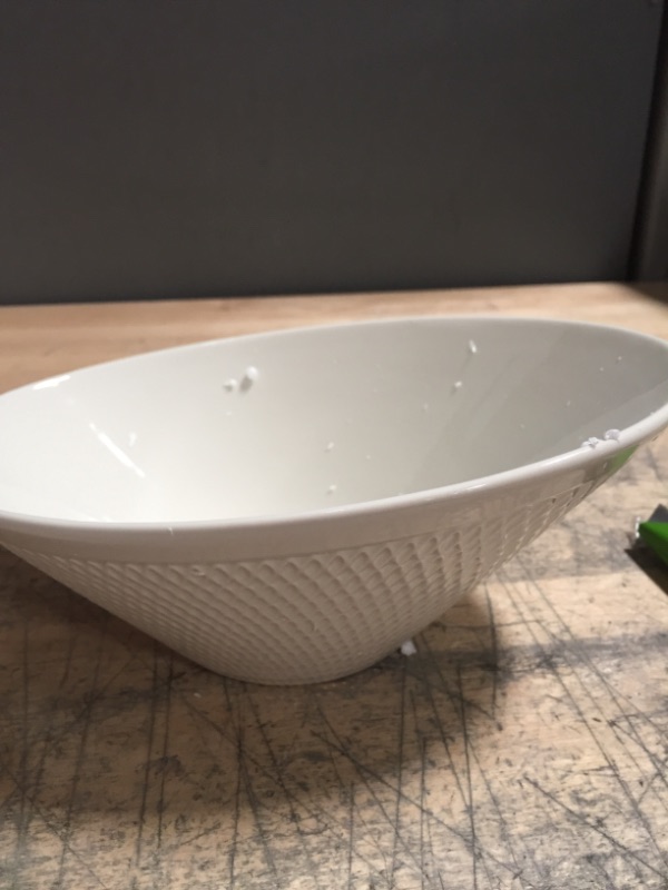 Photo 1 of AVLA 3 Pack Ceramic Serving Salad Bowl, 26 OZ Stackable Slanted Bowls for Fruits, Salads and Cereal, Prep, Side Dishes, Fruit and Vegetable ( White )