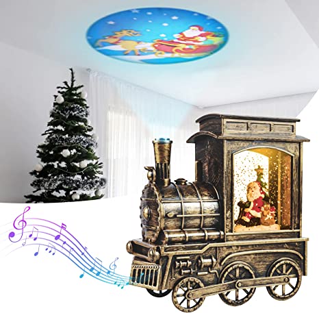 Photo 3 of **CHRISTMAS BUNDLE**  NON REFUNDABLE

N&T NIETING 27pcs Wooden Snowflakes Shaped Embellishments Hanging Ornaments for Christmas Decoration
  + 
Lighted Snow Globe Train Musical Box Gift for Kids Women, Lantern Train with Projector Water Snowing Glittering