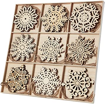 Photo 2 of **CHRISTMAS BUNDLE**  NON REFUNDABLE

N&T NIETING 27pcs Wooden Snowflakes Shaped Embellishments Hanging Ornaments for Christmas Decoration
  + 
Lighted Snow Globe Train Musical Box Gift for Kids Women, Lantern Train with Projector Water Snowing Glittering