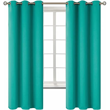 Photo 1 of 1 PAIR 63' LENGTH TEAL GREEN CURTAINS 