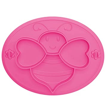 Photo 4 of Suction Plates for Baby, Silicone Divided Baby Toddler Plates, Non-Toxic, BPA Free | Dishwasher/Microwave Safe Baby Dishes, Fits Most Highchair Trays (Peach, Bee Shape)