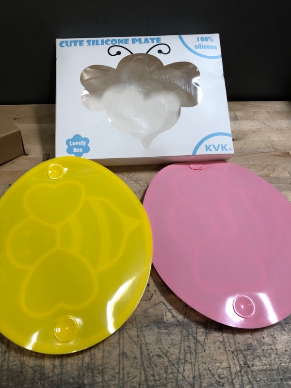 Photo 1 of Suction Plates for Baby, Silicone Divided Baby Toddler Plates, Non-Toxic, BPA Free | Dishwasher/Microwave Safe Baby Dishes, Fits Most Highchair Trays (Peach, Bee Shape)