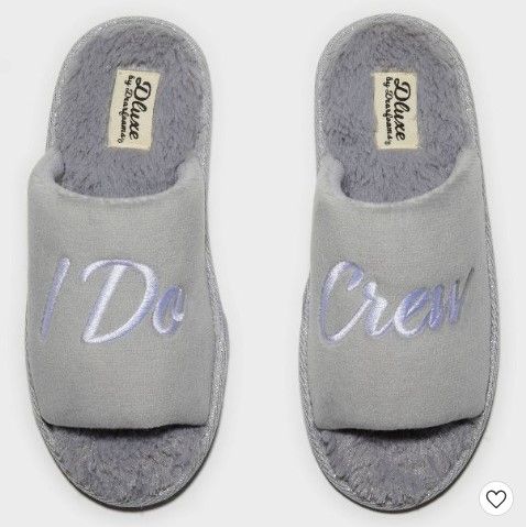 Photo 1 of 2 Pairs
Women's dluxe by dearfoams I Do Crew Slide Slippers Grey Small