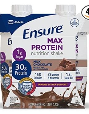 Photo 1 of Best Use By 02/2023
3 Pack
Ensure Max Protein Nutrition Shake with 30g of Protein, 1g of Sugar, High Protein Shake, Milk Chocolate, 11 fl oz, 4 Count