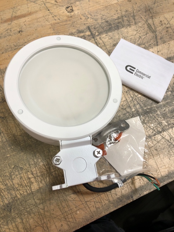 Photo 2 of 11 in. White Outdoor Integrated LED Security Entrance Light Dusk to Dawn Color Changing Light Output 3500 Lumens
