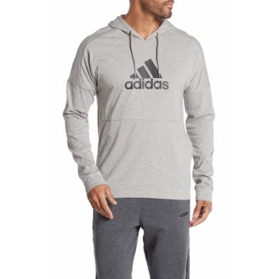 Photo 1 of Adidas Men's Sweatshirts and Hoodies MGREYH - Mid Gray Heather & Black Back 3-Stripes Pullover Hoodie - Men XL
