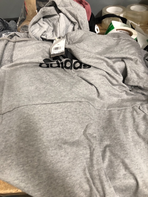 Photo 2 of Adidas Men's Sweatshirts and Hoodies MGREYH - Mid Gray Heather & Black Back 3-Stripes Pullover Hoodie - Men XL
