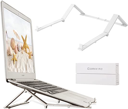 Photo 1 of 2PCKS OF Comix Portable Laptop Stand for Desk - Adjustable Foldable Plastic Laptop Stand Riser, Compatible with MacBook Air Pro, HP, Lenovo, Dell, More 9-15.6” Laptops, Tablets, and Phones, ?White
