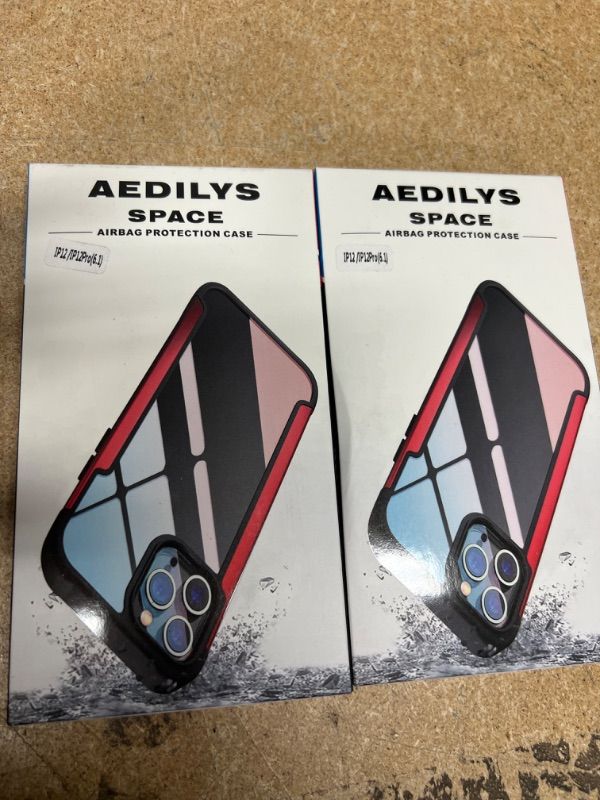 Photo 2 of 2PCKS OF AEDILYS Compatible with iPhone 12 case , Compatible with iPhone 12 pro Case,[Airbag Series] with [2xScreen Protector] 15Ft. Drop Tested [Scratch-Resistant] 6.1 Inch- Clear
