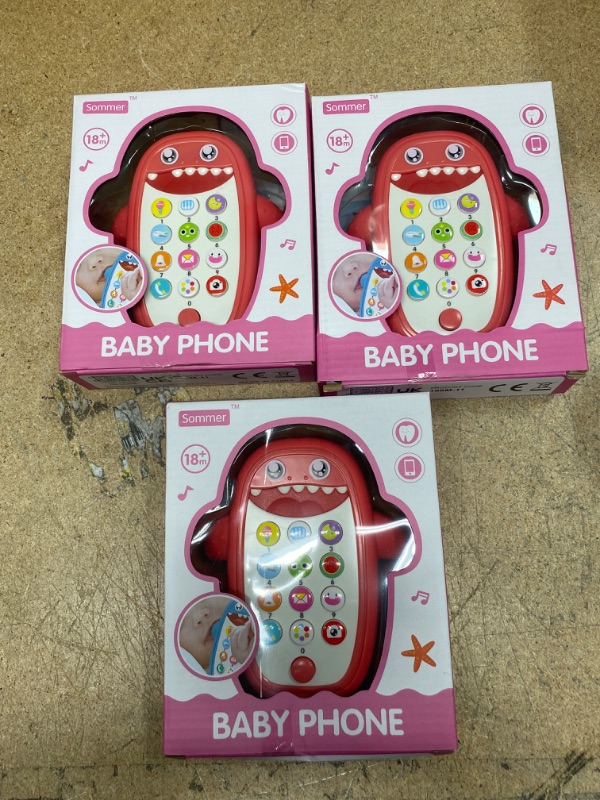 Photo 2 of 3 Sets of Sommer Children Music Toy Baby Phone with Removable Soft Case, Lights and Adjustable Volume - Play and Learn for Toddlers (Red)