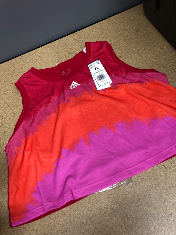 Photo 2 of Adidas Bold Red/White Tie Dye Cropped Tank- size XL
