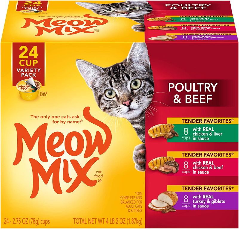Photo 1 of **BEST BY DATE:10/02/22**NON REFUNDABLE** Meow Mix Tender Favorites Wet Cat Food, 2.75 Ounce Cups
