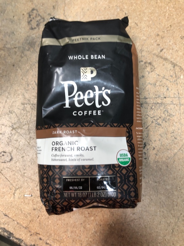 Photo 2 of **BEST BUY DATE:05/05/2022**NON REFUNDABLE**Peet's Coffee, Dark Roast Whole Bean Coffee - Organic French Roast 18 Ounce Bag, USDA Organic
