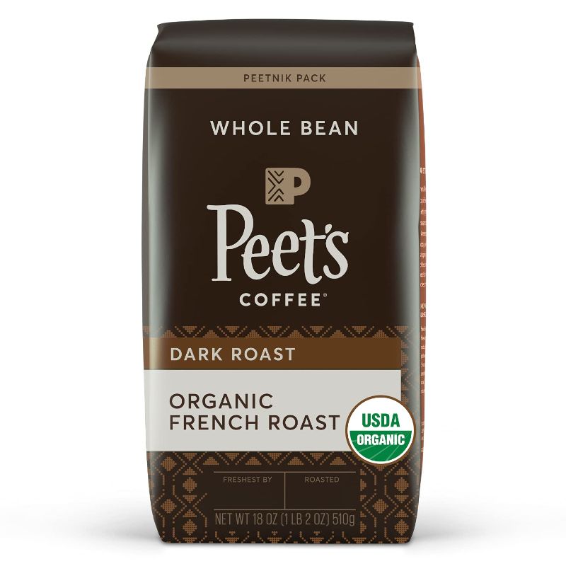 Photo 1 of **BEST BUY DATE:05/05/2022**NON REFUNDABLE**Peet's Coffee, Dark Roast Whole Bean Coffee - Organic French Roast 18 Ounce Bag, USDA Organic
