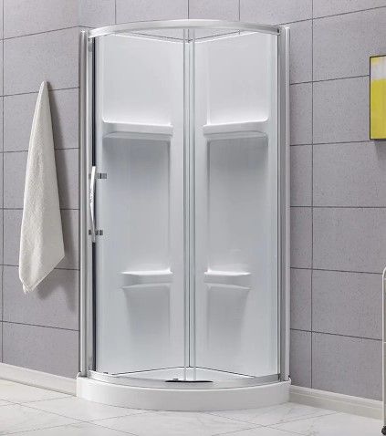 Photo 1 of **READ THE NOTE**
Glacier Bay Maia 32 in. x 79.50 in. Corner Drain Corner Shower in Clear and Chrome