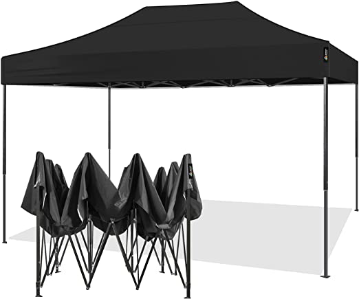 Photo 1 of 10x15 Ez Pop Up Canopy Tent Portable Commercial Instant Canopies Outdoor Market Shelter (10'x15' (Black Frame), Black)