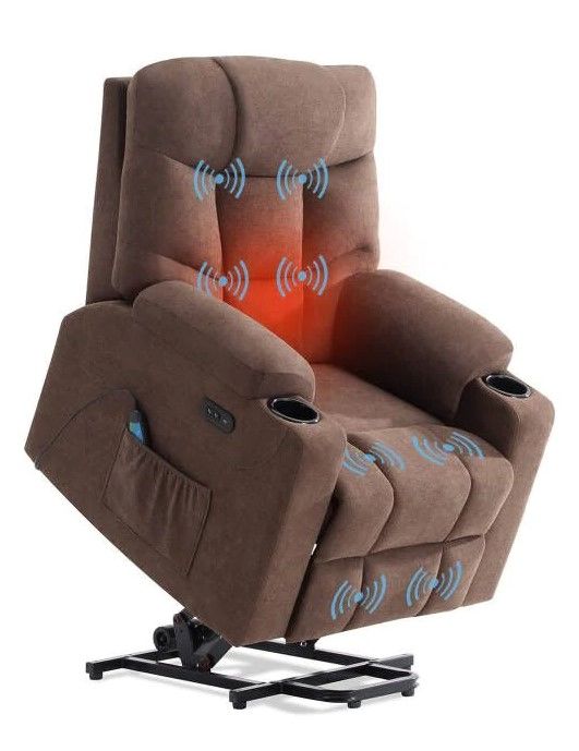 Photo 1 of **INCOMPLETE BOX 1/2** Homall Electric Power Lift Recliner Chair, Fabric Massage Recliner with Side Buttons and USB Port
