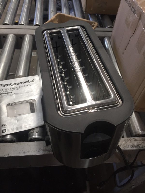 Photo 2 of 4-Slice Stainless Steel Long Slot Toaster with Crumb Tray
