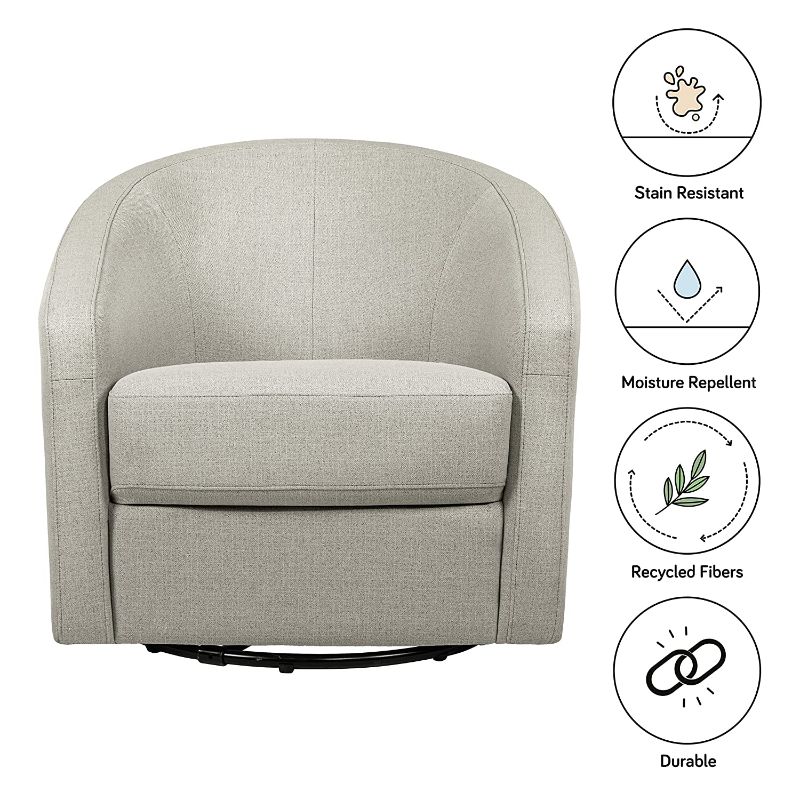 Photo 1 of Babyletto Madison Swivel Glider in Performance Grey Eco-Twill, Water Repellent & Stain Resistant, Greenguard Gold and CertiPUR-US Certified
