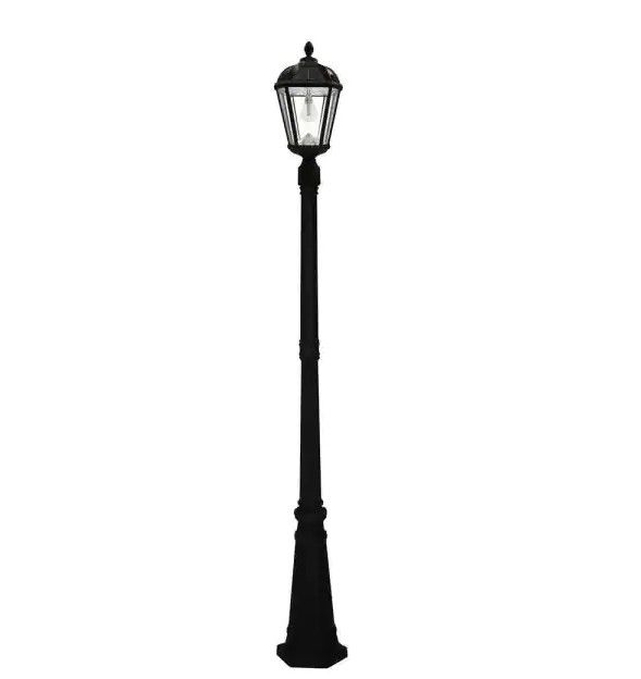 Photo 1 of 
GAMA SONIC
Royal Bulb Series Single Black Integrated LED Outdoor Solar Lamp Post Light with GS Solar LED Light Bulb