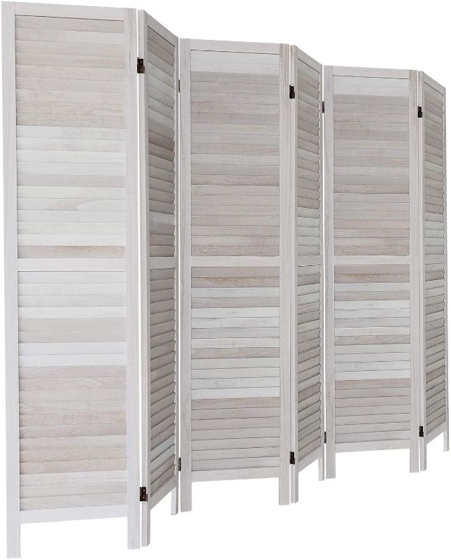 Photo 1 of (BROKEN PANELING)
GLSLAND 6 Panel Wood Room Divider 5.6 Ft Tall 16" Wide Folding Partition Privacy Screen Panels Freestanding Partition Wall Dividers Screen Heavy Duty for Home Office Restaurant Bedroom, Greyish White
