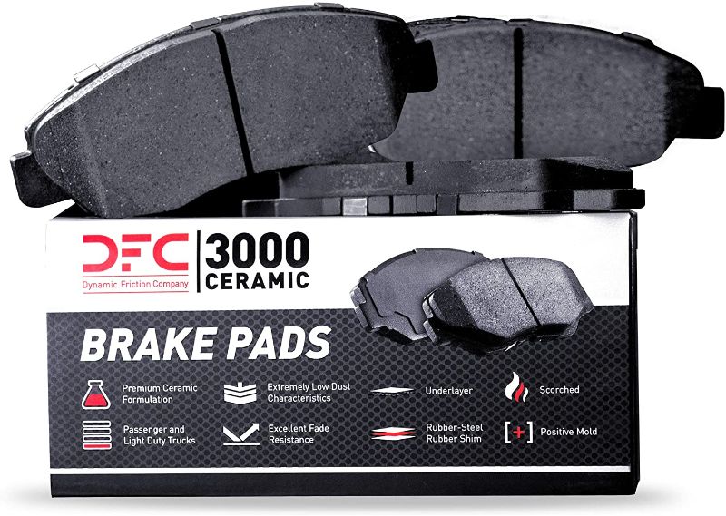 Photo 2 of 2 DFC® 631-11025L - Premium Drilled and Slotted Front Driver Side Brake Rotor AND Dynamic Friction Company 3000 Ceramic Brake Pads 1310-1838-00-Front Set
