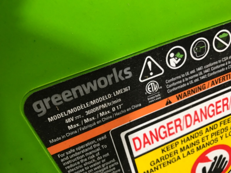 Photo 1 of **MISSING BATERY AND CHARGER**Greenworks 2 x 24V (48V) 17" Cordless Lawn Mower, (2) 4.0Ah USB Batteries (USB Hub) and Dual Port Rapid Charger Included
