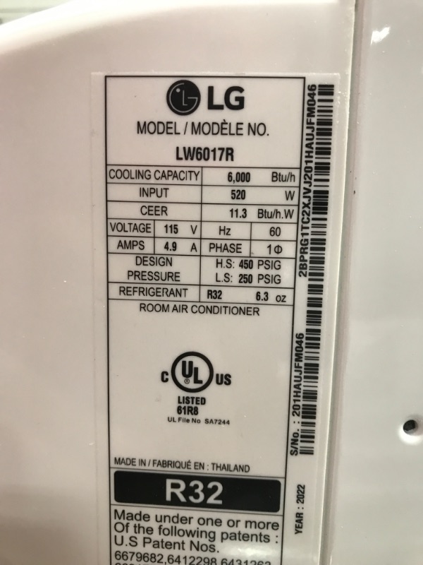 Photo 1 of LG Electronics 6,000 BTU 115V LW6017 Window Air Conditioner with Remote Control

