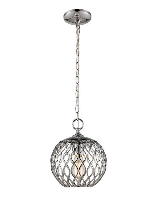 Photo 1 of 1-Light Chrome Mini Pendant with Metal Shade
