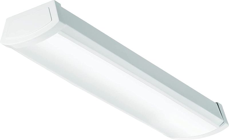 Photo 1 of Lithonia Lighting FMLWL 24 840 FMLWL 2-Foot 120 Volt Linear Flush Mount 4000K Cool White LED Wraparound, 1,200 Lumens, 0-10 Volt Dimming, White