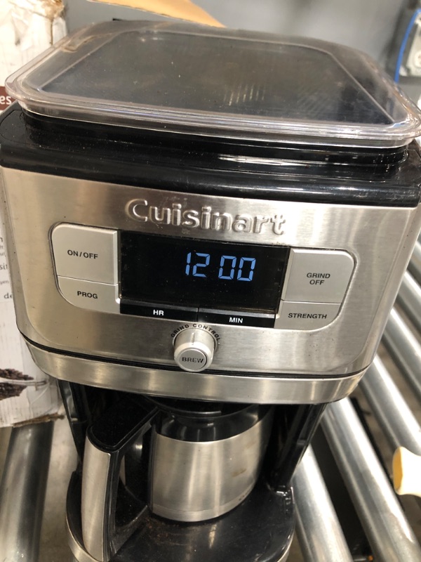 Photo 2 of Cuisinart Automatic Coffeemaker Burr Grind and Brew 12 Cup Charcoal Water Filter 5 Oz, Brushed Stainless Steel
