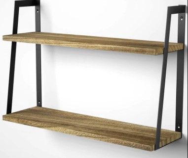 Photo 1 of 2 tier shelves carbonized black