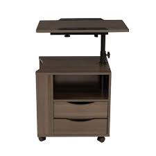 Photo 1 of 2-Drawer Espresso Height Adjustable Wooden Nightstand withSwivel Casters (35 in. H x 20 in. W x 16 in. D)