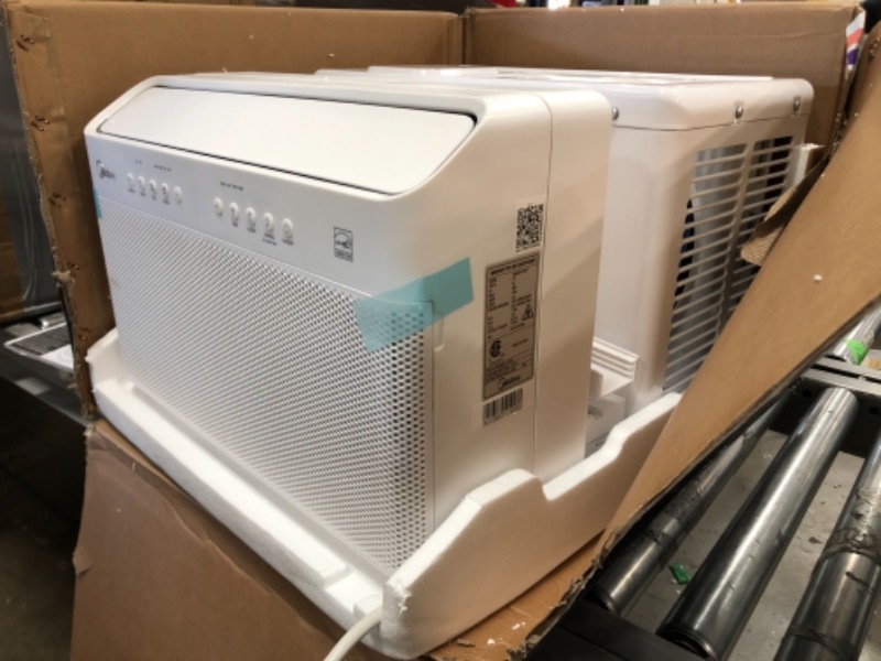 Photo 1 of Midea 8,000 BTU U-Shaped Smart Inverter Window Air Conditioner–Cools up to 350 Sq. Ft., Ultra Quiet with Open Window Flexibility, Works with Alexa/Google Assistant, 35% Energy Savings, Remote Control 21.97 x 19.17 x 13.46 inches

