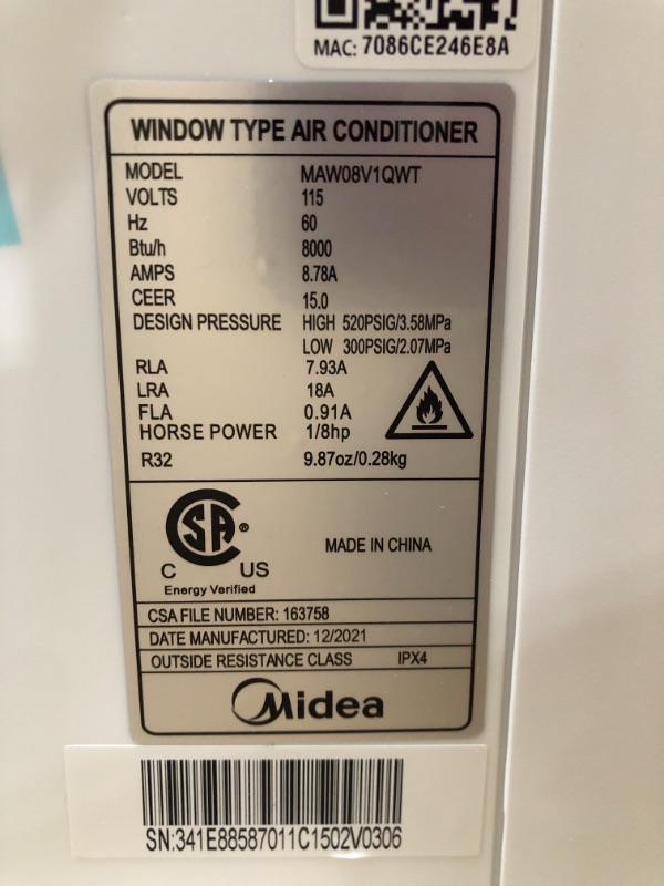 Photo 7 of Midea 8,000 BTU U-Shaped Smart Inverter Window Air Conditioner–Cools up to 350 Sq. Ft., Ultra Quiet with Open Window Flexibility, Works with Alexa/Google Assistant, 35% Energy Savings, Remote Control 21.97 x 19.17 x 13.46 inches

