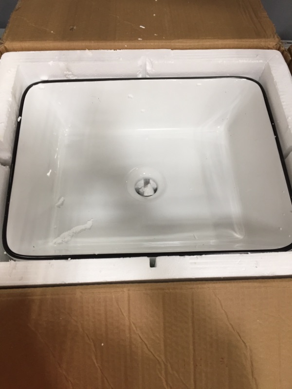 Photo 1 of 18.9 in. Ceramic Rectangular Vessel Sink in Black with Faucet