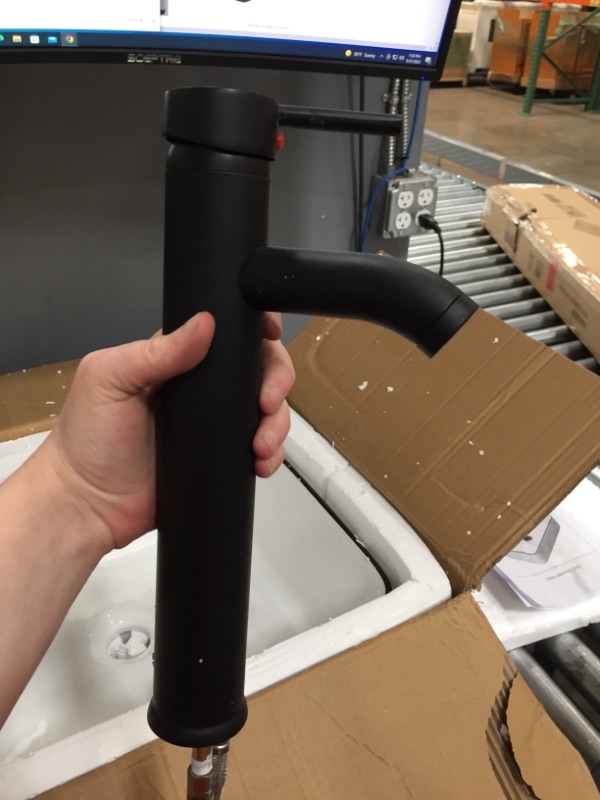 Photo 1 of 18.9 in. Ceramic Rectangular Vessel Sink in Black with Faucet