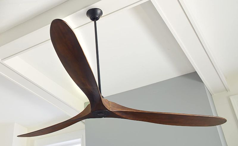 Photo 1 of *SILVER NOT BLACK* Monte Carlo 3MAVR70BK Maverick Max Energy Star 52'' Outdoor Ceiling Fan with Remote Control, 3 Balsa Wood Blades, SILVER
used