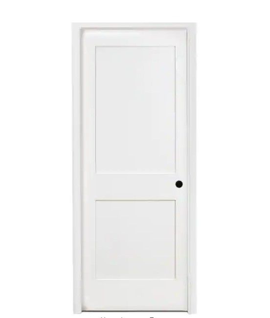 Photo 1 of 
Steves & Sons
26 in. x 82 in. 2-Panel Square Shaker White Primed LH Solid Core Wood Single Prehung Interior Door with Nickel Hinges