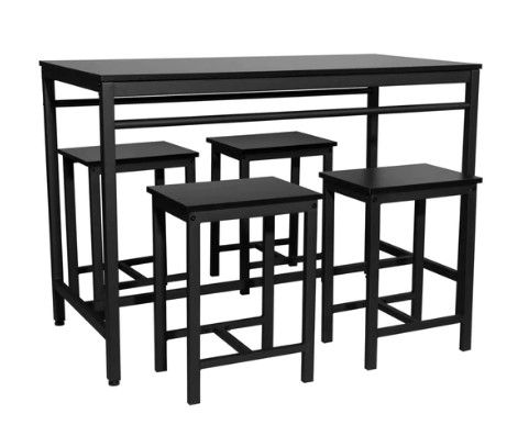 Photo 1 of 5piece modern industrial style dining table set, dining room, home kitchen furniture, distressed brown
