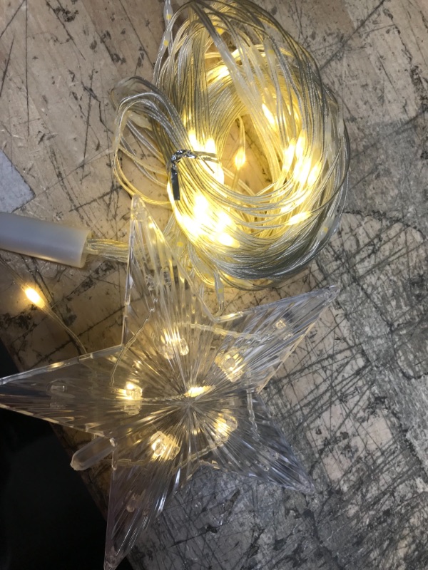 Photo 4 of *USED** Outdoor Christmas Tree Lights Waterproof USB Powered with Remote, Timer, Dimmable & 8 Light Modes, 6.6FT x 9 String Fairy Lights with 5.9" Star Topper