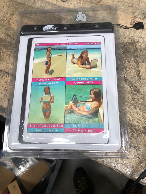 Photo 2 of SwimCell 1 Waterproof iPad Case for Large iPad. Kindle, Camera and Other Dry Valuables. 8.5 x 9.5. Up to 11 Screen. Pouch. T