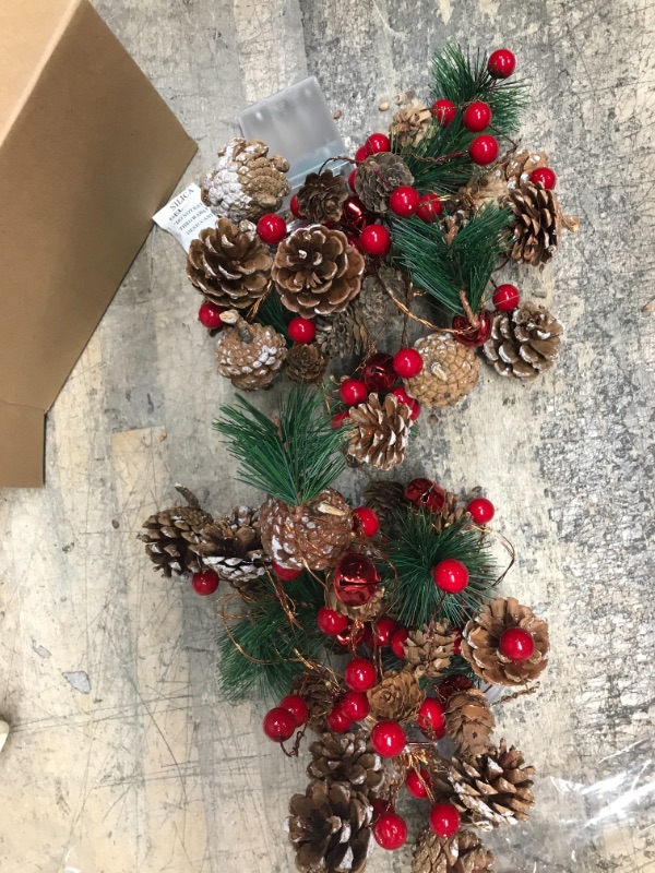 Photo 2 of *** UNABLE TO TEST *** Christmas Pinecone Lights 7 FT 20 LED Battery Operated Red Berry with Pine Cone Garland Lights Indoor Outdoor Thanksgiving Decorations Christmas Party