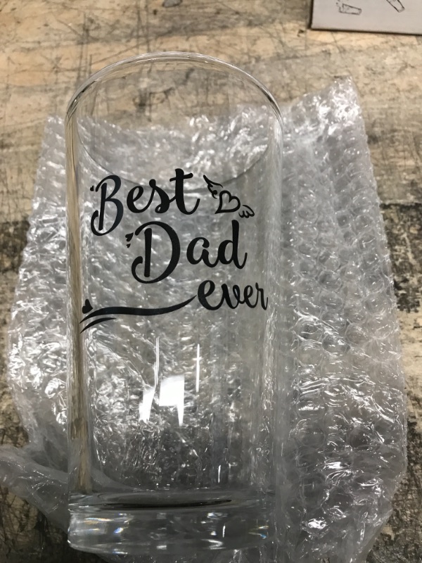 Photo 2 of *** 3 QTY GLASS *** Dad Gifts - Best Dad Ever Beer Glass, Dad Pint Glass 15Oz - Christmas Gifts, Birthday Gifts, Father's Day Gift for Men, Dad, New Dad, Husband from Daughter, Son, Wife Transparent