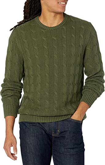 Photo 1 of Goodthreads Men's Soft Cotton Cable Stitch Crewneck Sweater COLOR BLACK SIZE XXXLARGE
