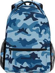 Photo 1 of Casual School Backpack Sea Water Blue Camouflage Lightweight Travel Daypack College Shoulder Bag 